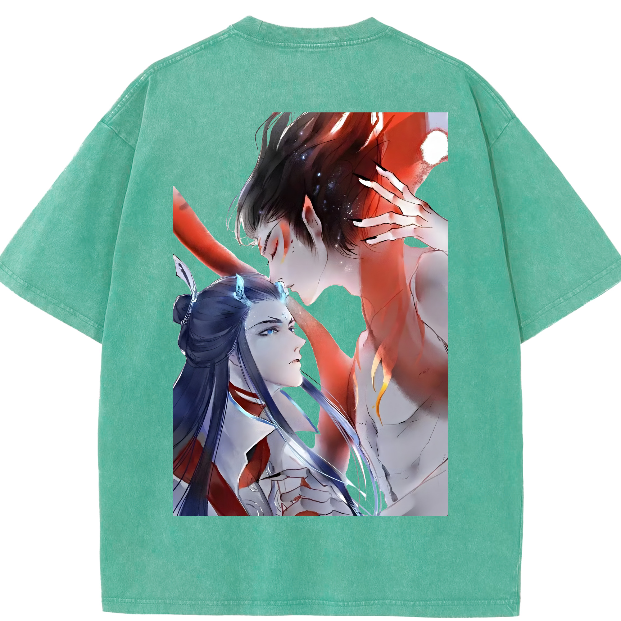 （画像用） Ne Zha 2 ナタ 魔童の大暴れ 綿100% ヴィンテージ風 半袖Tシャツ（背面プリント）